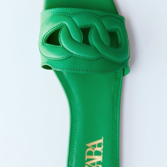 ZARA Green Stitched sandals Size 38 - Picture 2 of 5